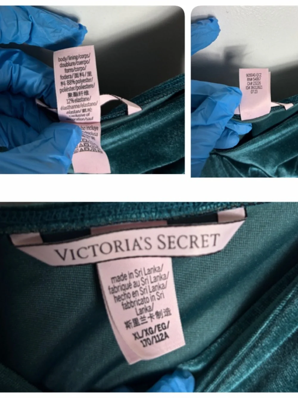Victoria’s Secret 2023 green velvet v neck mini nightgown size XL